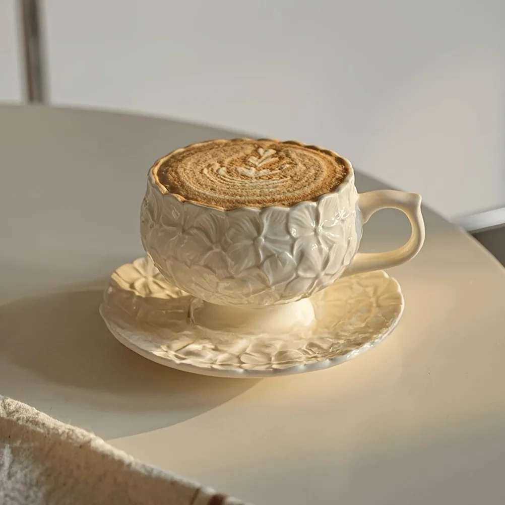 Coffee Tea Gift - طقم أكواب قهوة فرنسية بتصميم كريمي