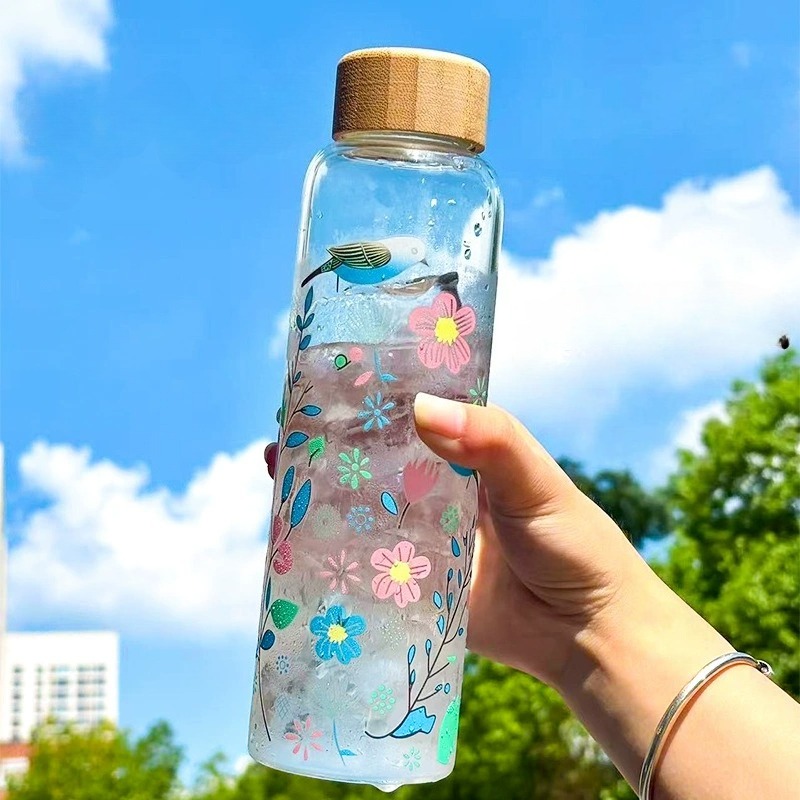 Cold Brew Bottle - كوب زجاجي متغير اللون كبير الحجم