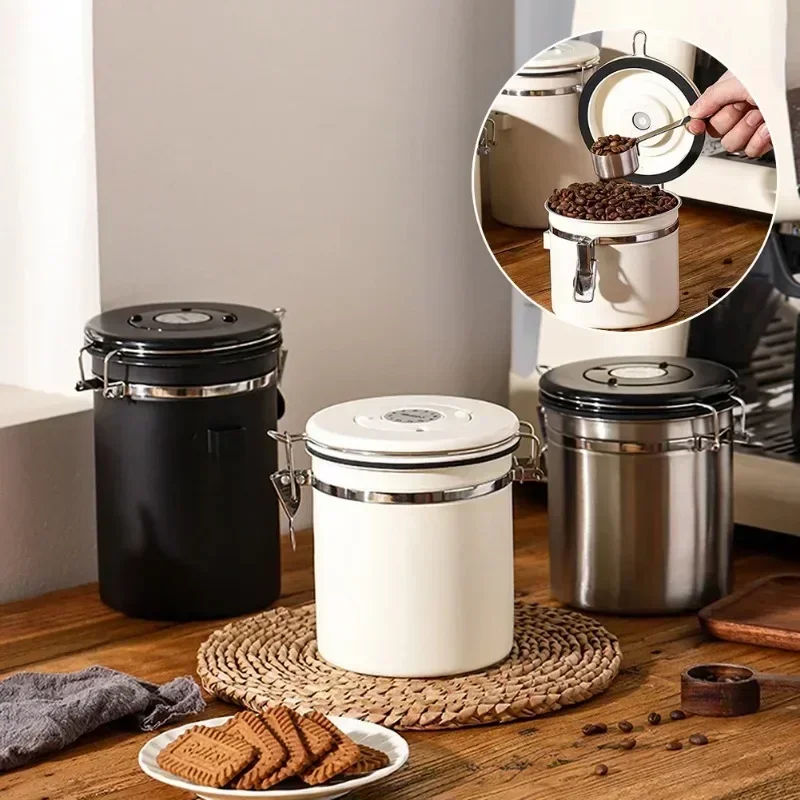 Coffee Tea Etc - علبة قهوة محكمة الإغلاق من الفولاذ
