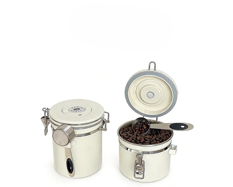 Coffee Tea And Bean - خزان تخزين محكم الإغلاق من الفولاذ