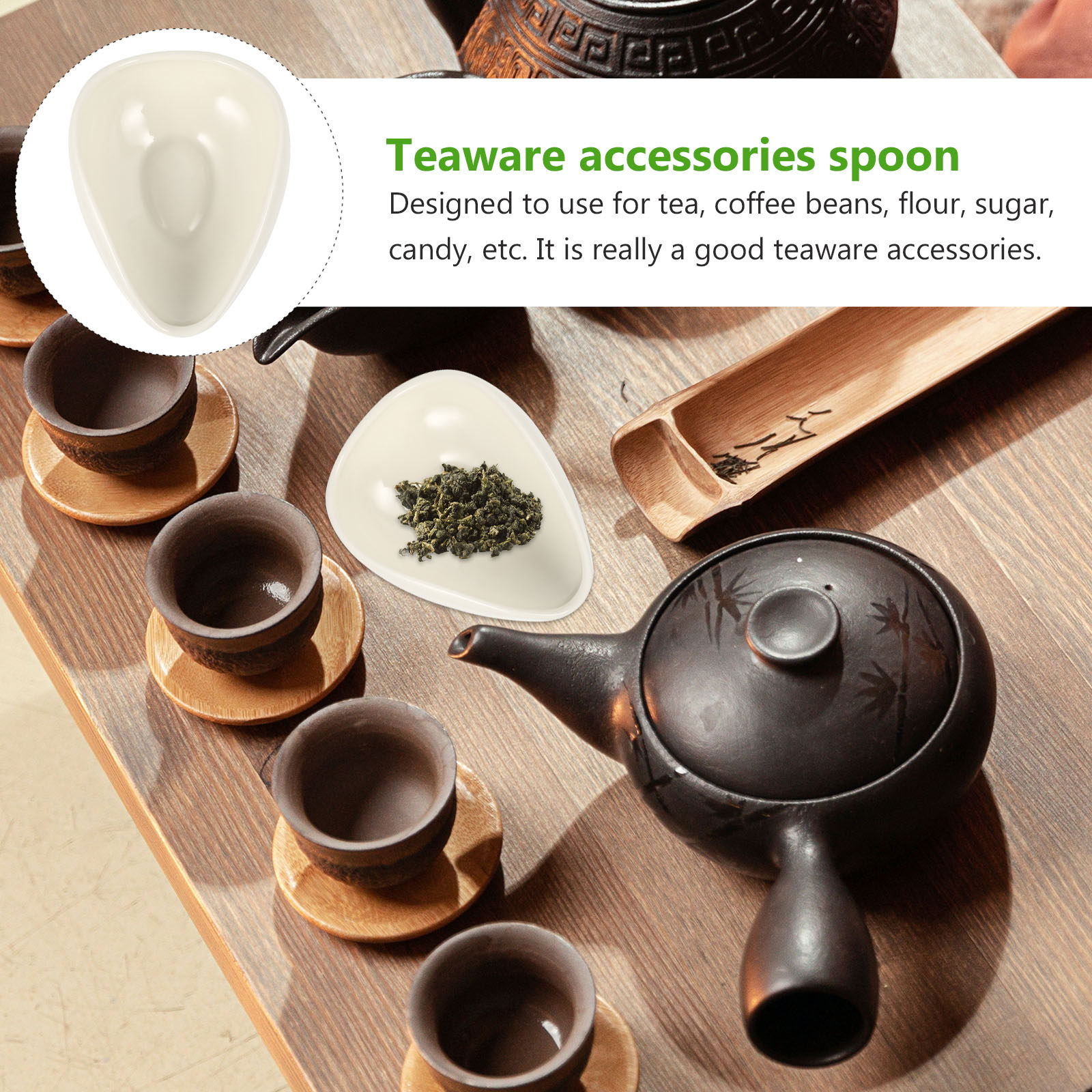 Coffee Tea Leaf And Bean - ملعقتان سيراميك للشاي السائب وحبوب القهوة