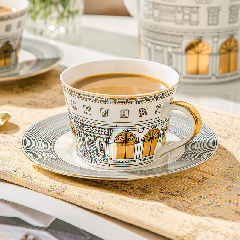 Coffee Tea Set Up - كوب معمارية وصحون قهوة كوب أوروبي