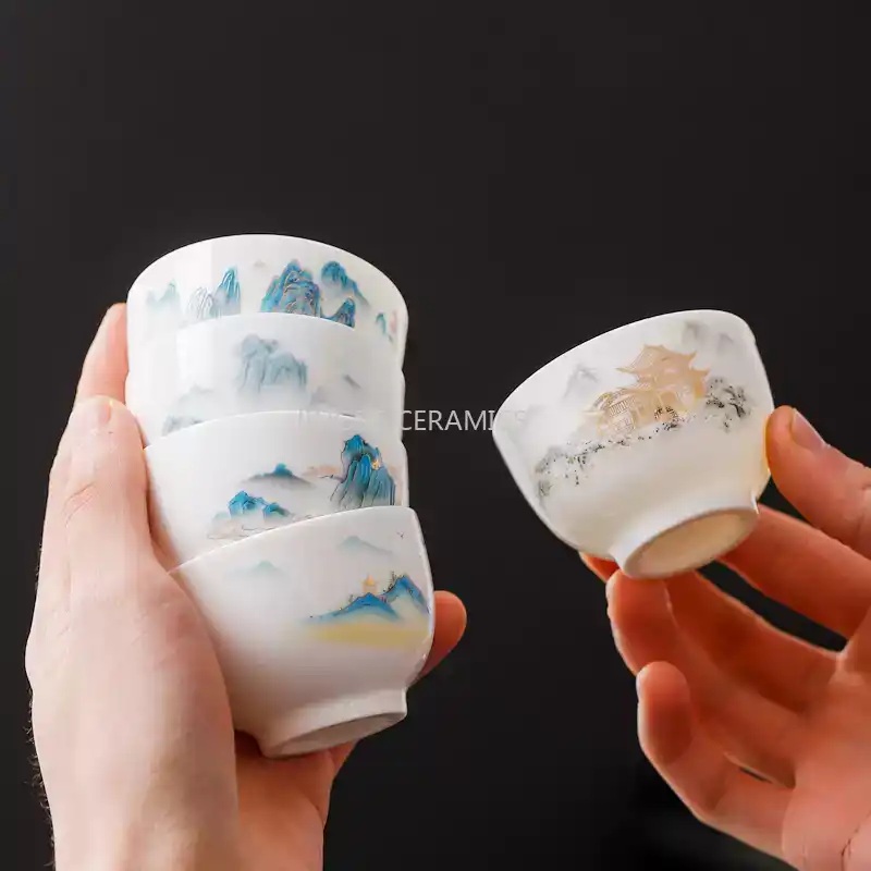 4 قطع من أكواب الشاي السيراميك - مراجعة Coffee Tea Set Up وسعره