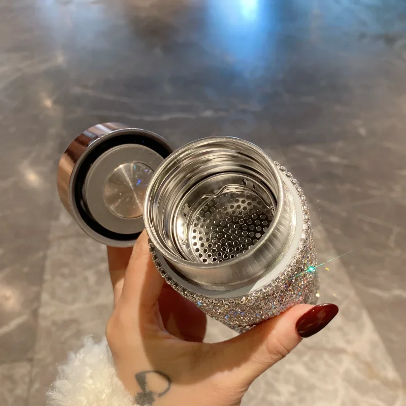 كوب ترمس محمول مزخرف بأحجار ال - مراجعة Coffee Tea Gift وسعره