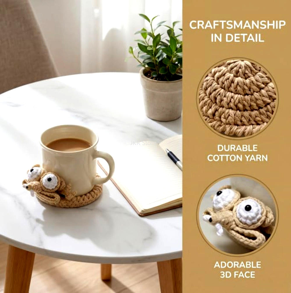 حامل أكواب كروشيه على شكل حيوا - مراجعة Coffee Tea Set Up وسعره
