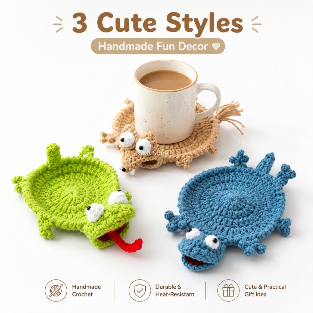 حامل أكواب كروشيه على شكل حيوا - مراجعة Coffee Tea Set Up وسعره