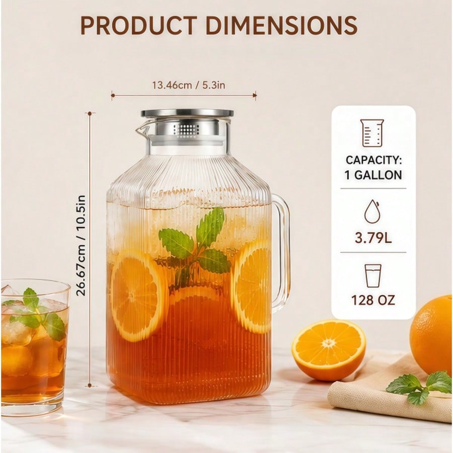 إبريق زجاجي بسعة 3.79 لتر/1 جا - مراجعة Coffee Tea Etc وسعره