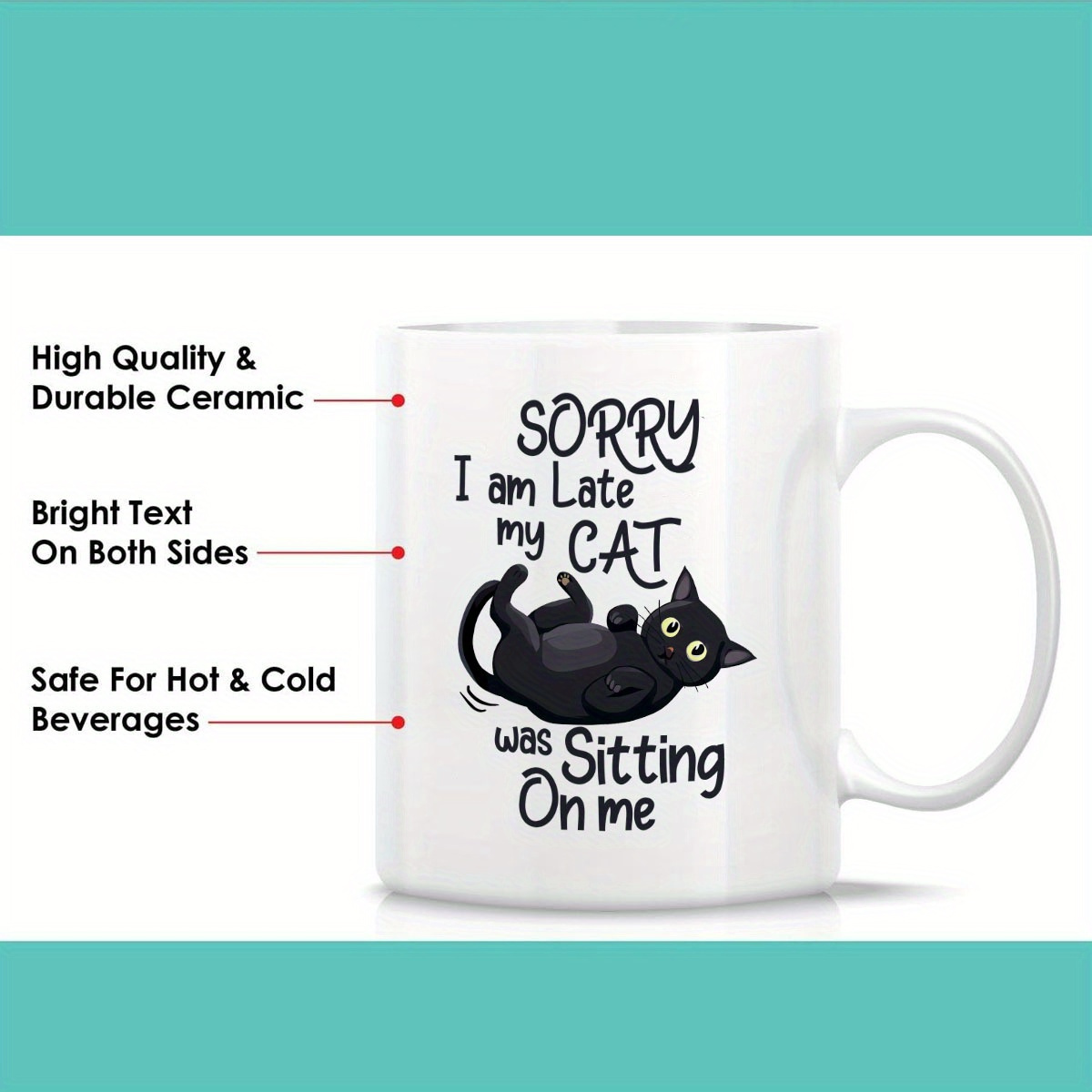 1 كوب سيراميك مضحك على شكل قطة - مراجعة Coffee Tea You And Me وسعره