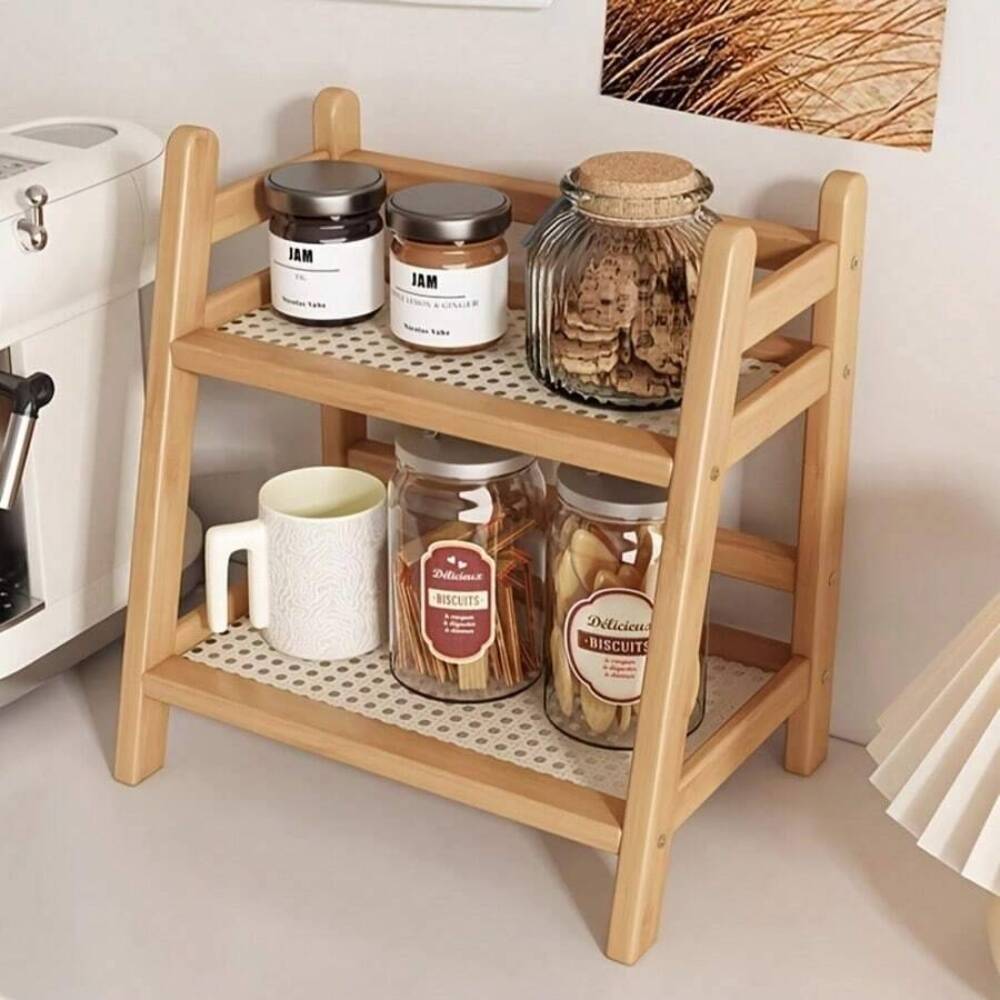 رف تخزين من الخيزران ذو طبقتين - مراجعة Coffee Tea Stand وسعره