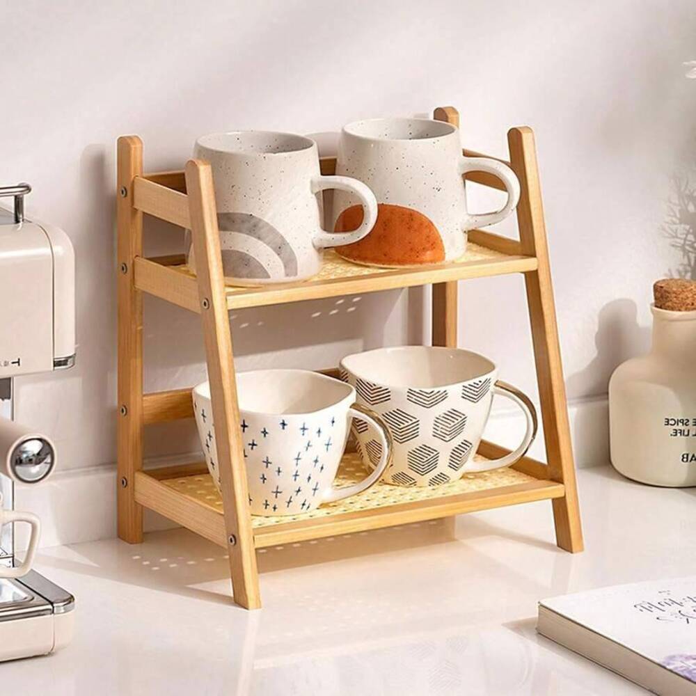 رف تخزين من الخيزران ذو طبقتين - مراجعة Coffee Tea Stand وسعره
