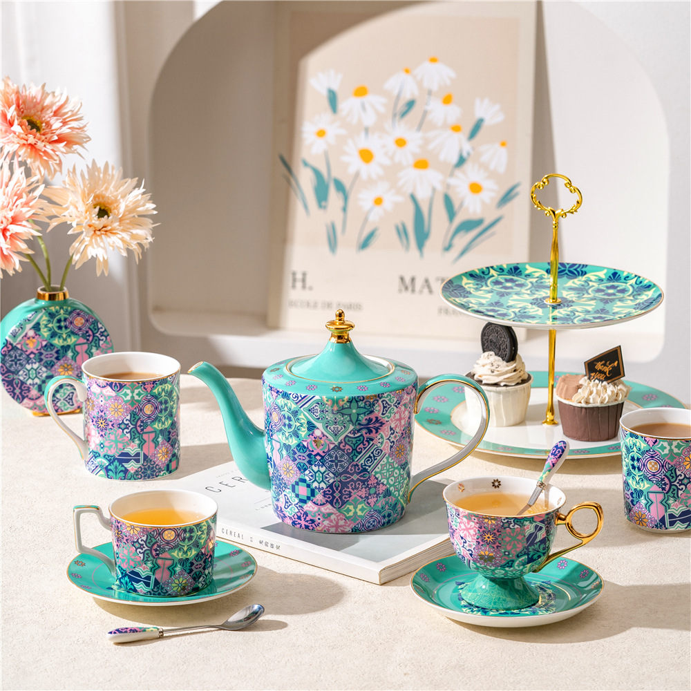 طقم فناجين قهوة وصحون من البور - مراجعة Coffee Tea Garden وسعره