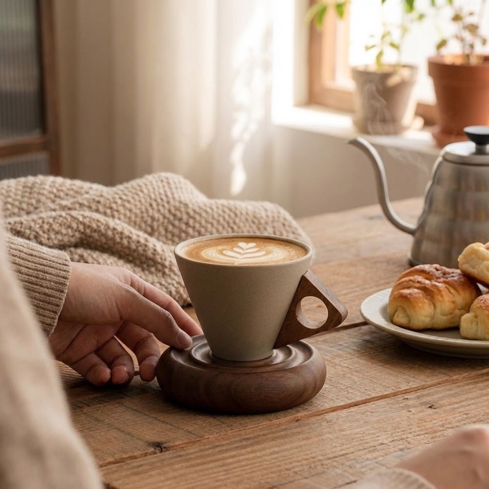 كوب سيراميك خشن مثلث الشكل بتص - مراجعة Coffee Tea Stand وسعره